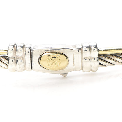 David Yurman Sterling Silver 18K Yellow Gold Crossover Cable Choker Necklace 3 of 3