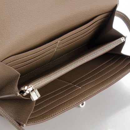 Hermes Chevre Mysore Kelly Longue Wallet Etoupe 7 of 7