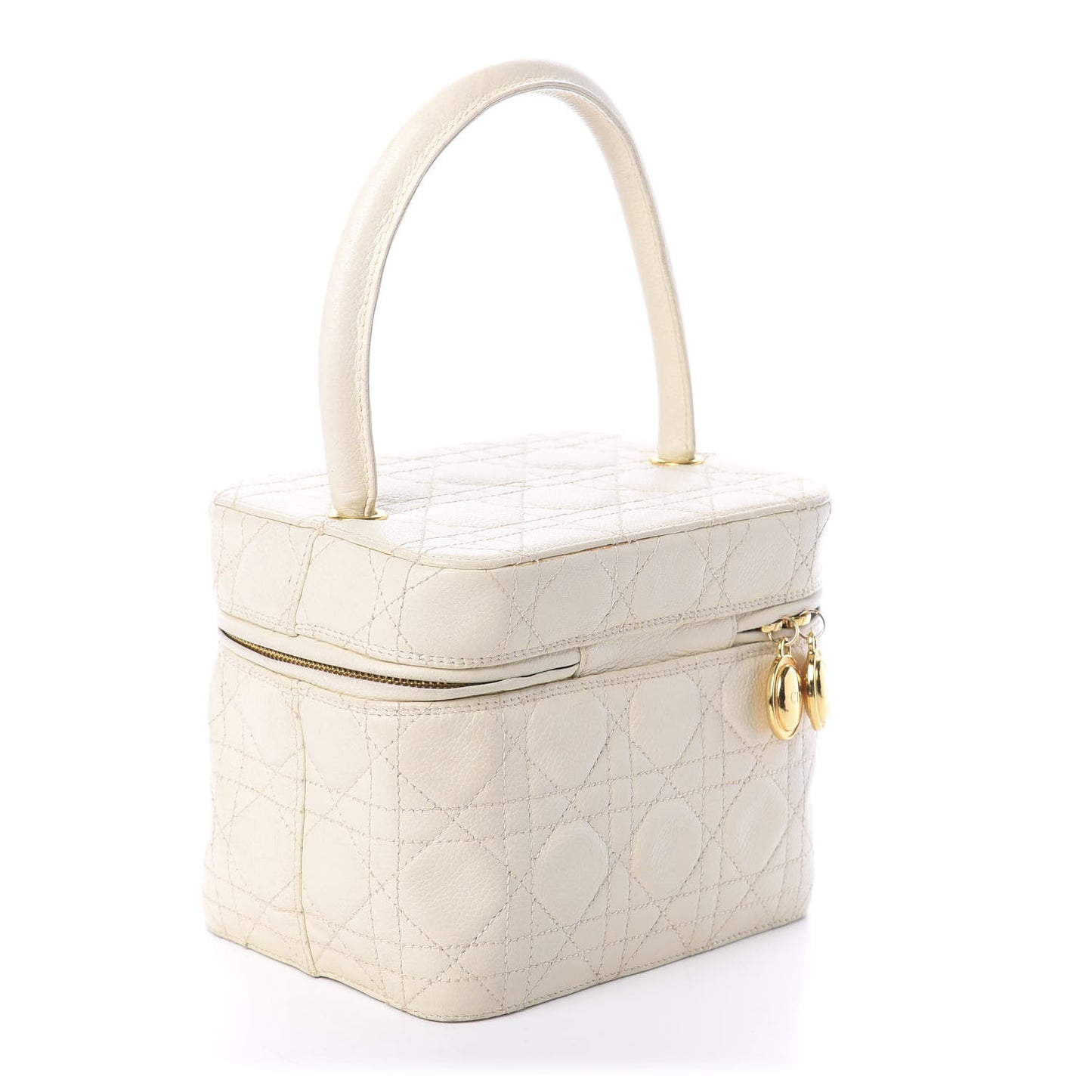 Lambskin Cannage Vanity Case White