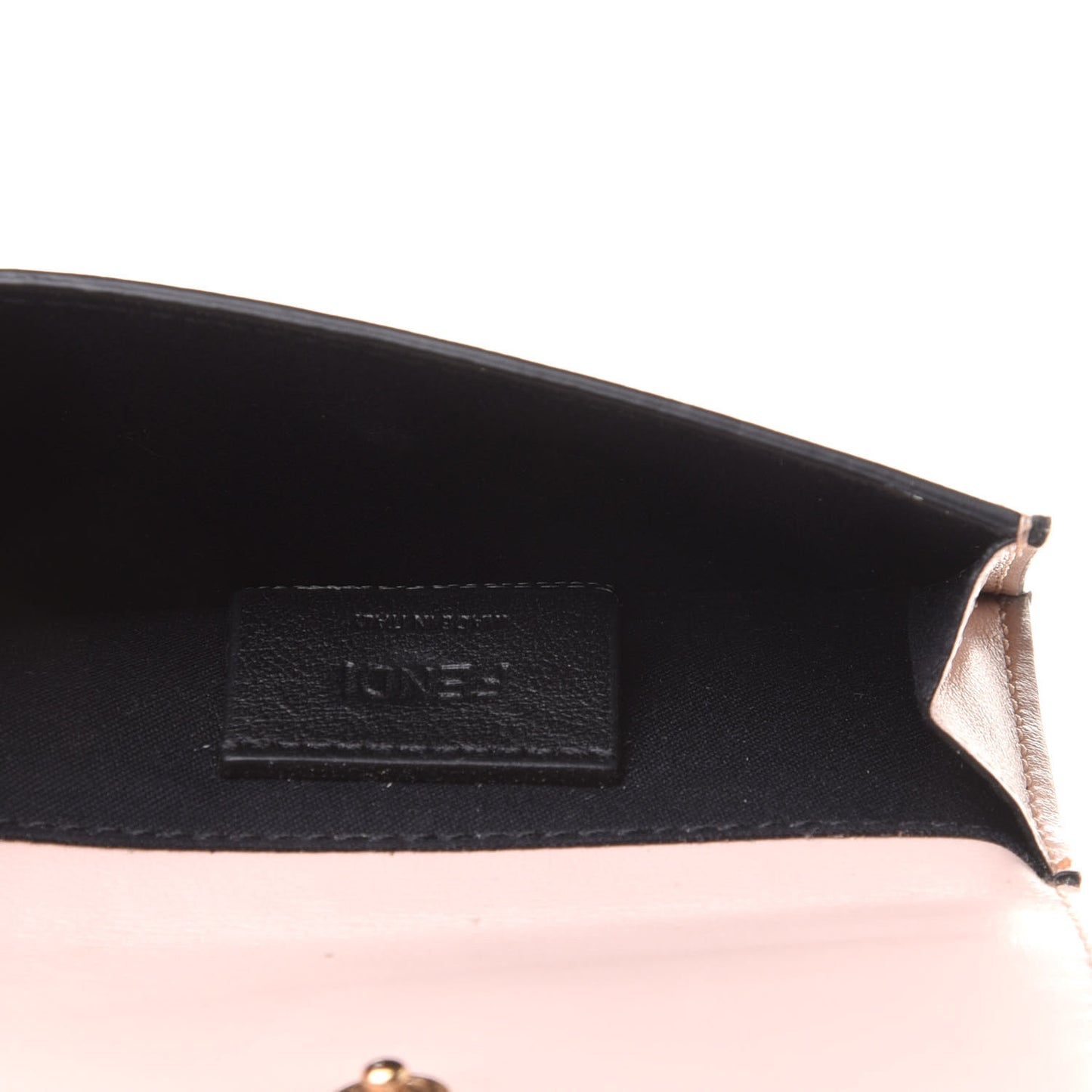 Vitello Fluffy Logo Fold Over Card Holder Wallet Rosa Quarzo Black