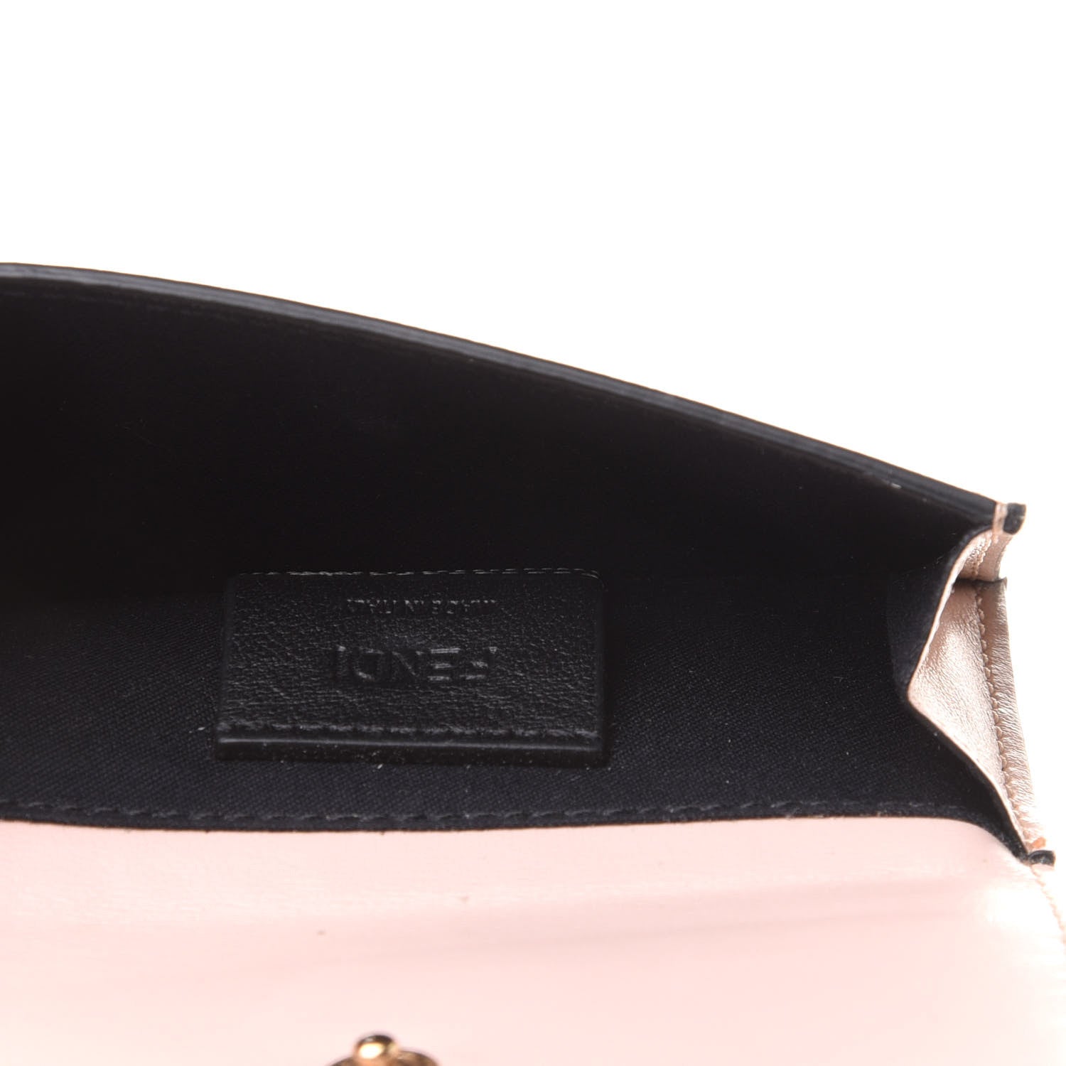 Fendi Vitello Fluffy Logo Fold Over Card Holder Wallet Rosa Quarzo Black 5 of 11