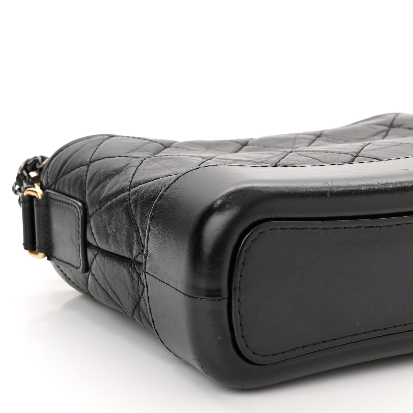 Aged Calfskin Quilted Small Gabrielle Hobo Black