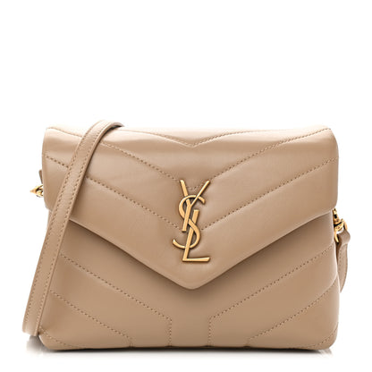 Saint Laurent Calfskin Y Quilted Monogram Toy Loulou Crossbody Bag Dark Beige 1 of 7