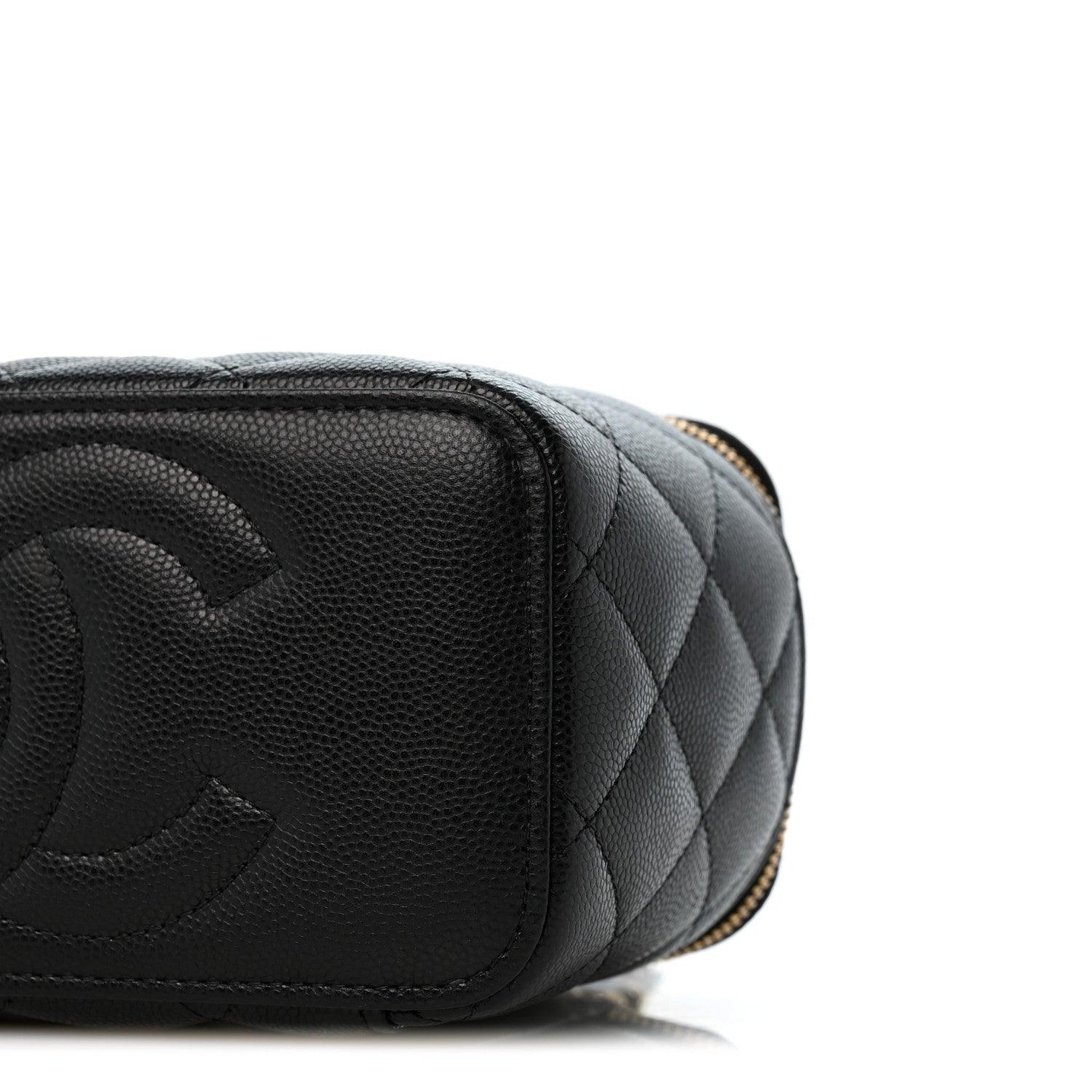 Chanel Caviar Quilted Crystal CC Logo Vanity Case With Chain Black 10 of 12