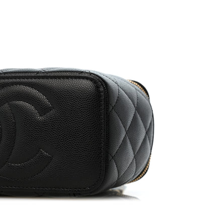 Chanel Caviar Quilted Crystal CC Logo Vanity Case With Chain Black 10 of 12