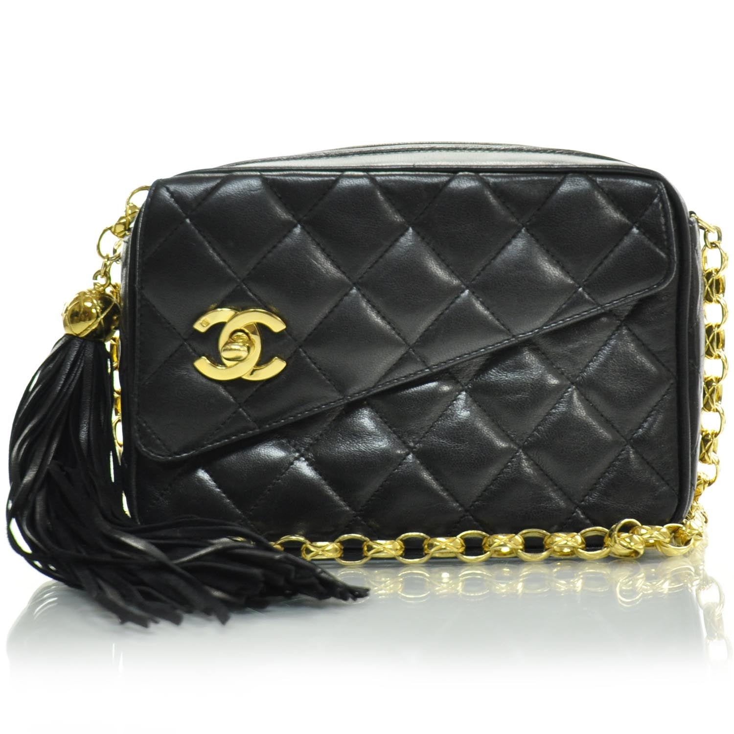 Chanel Quilted Lambskin Small Tassel Camera Case Black 1 of 11