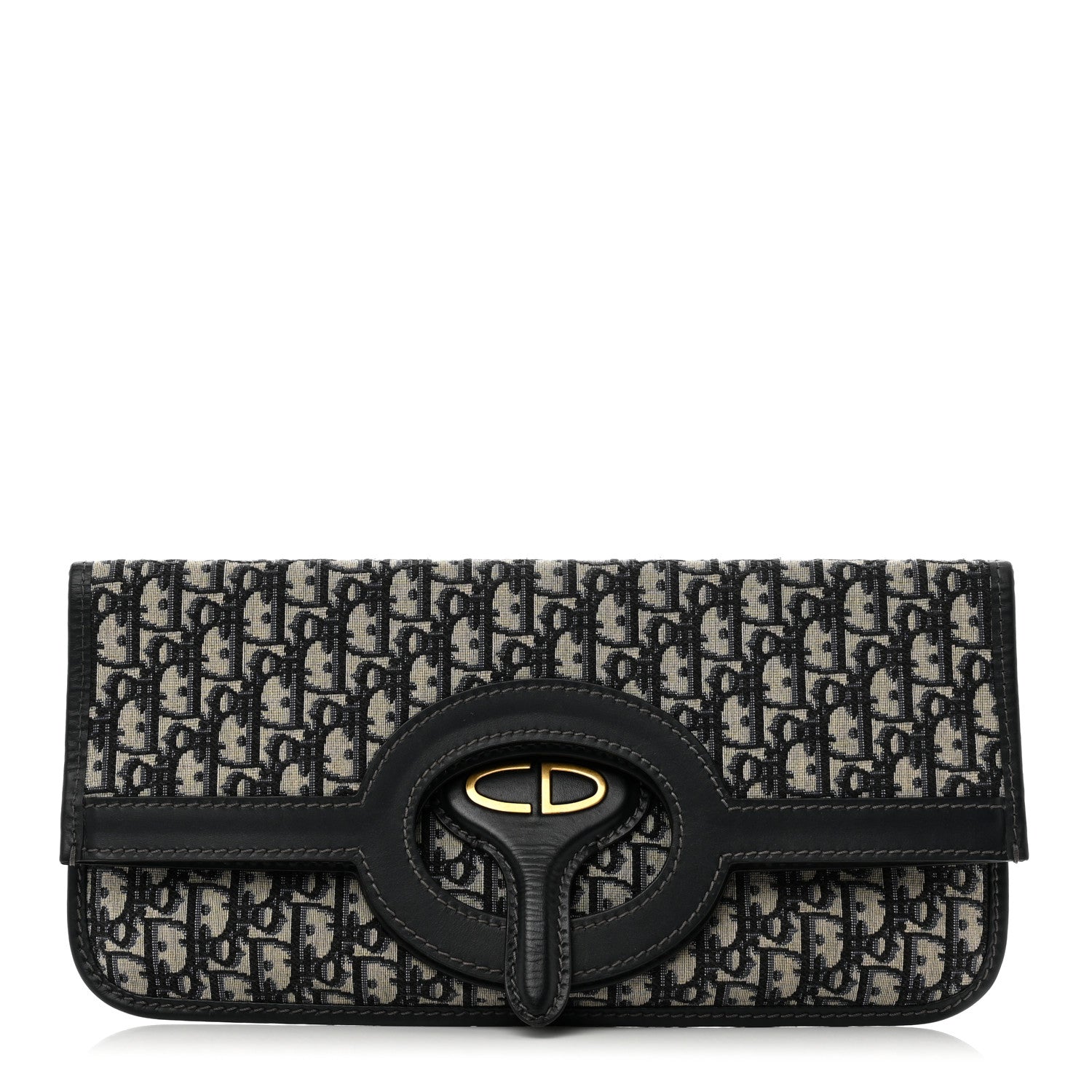Christian Dior Oblique Fold Over Clutch Blue 1 of 8