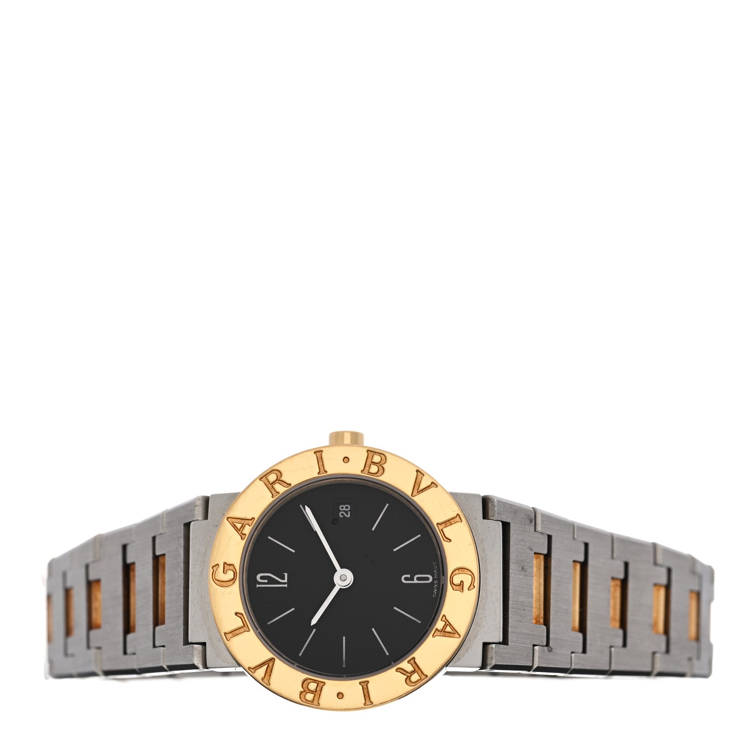 Bulgari Stainless Steel 18K Yellow Gold 26mm Quartz Watch Black 2 of 5