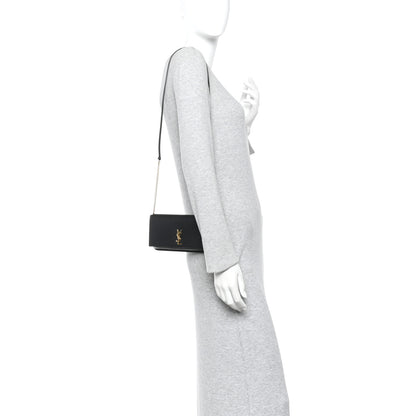 Saint Laurent Calfskin Monogram Cassandre Phone Holder With Strap Black 2 of 13