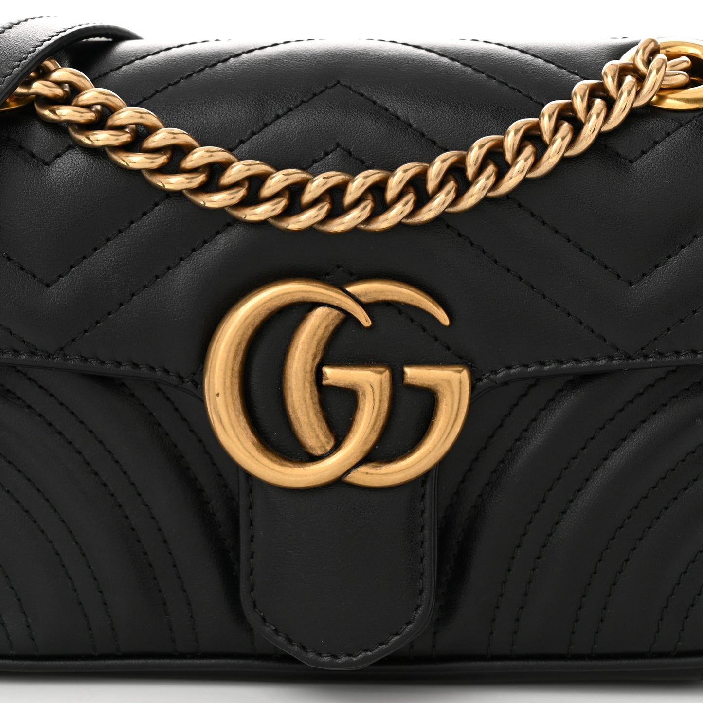 Calfskin Matelasse Mini GG Marmont Shoulder Bag Black