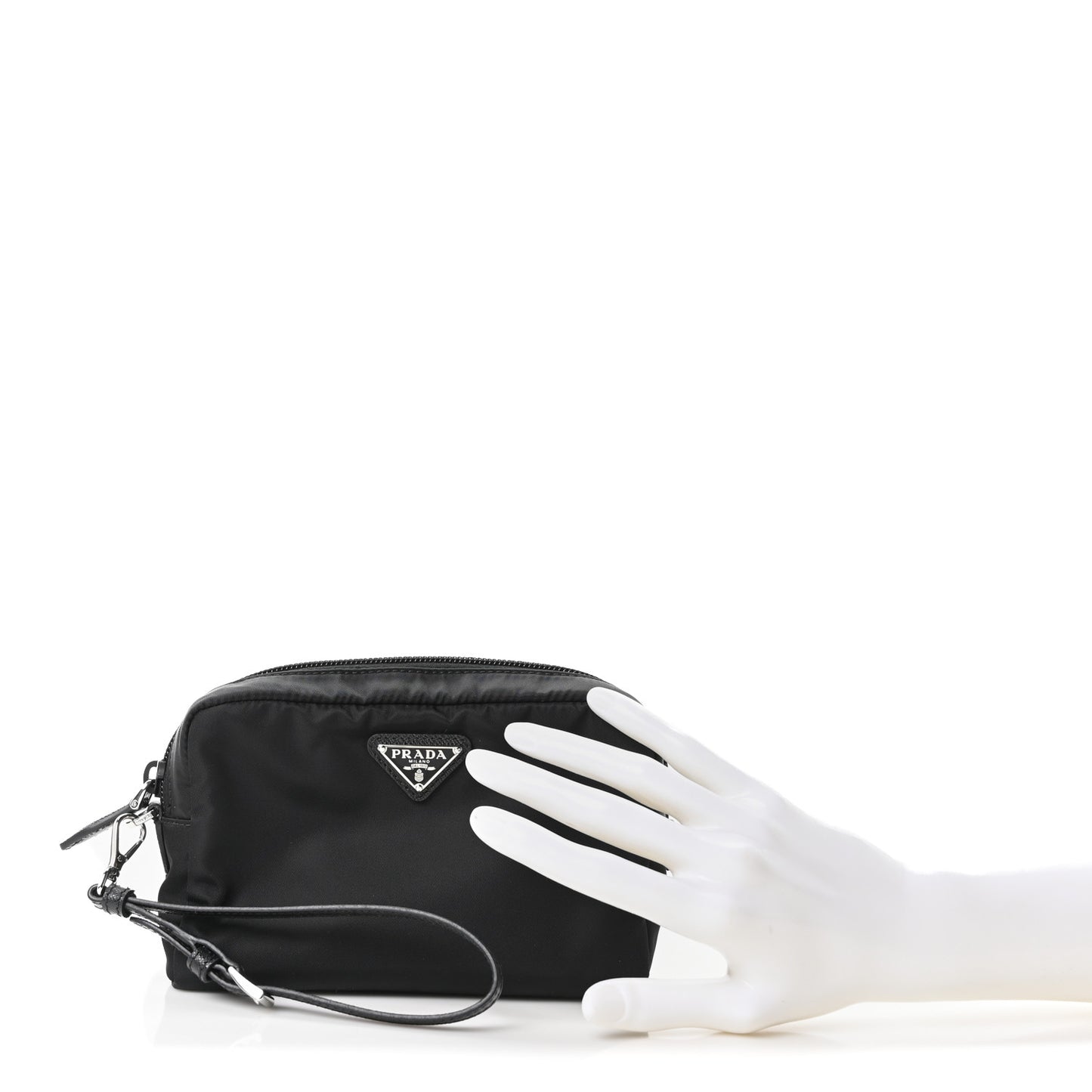 Re-Nylon Vela Saffiano Wristlet Black