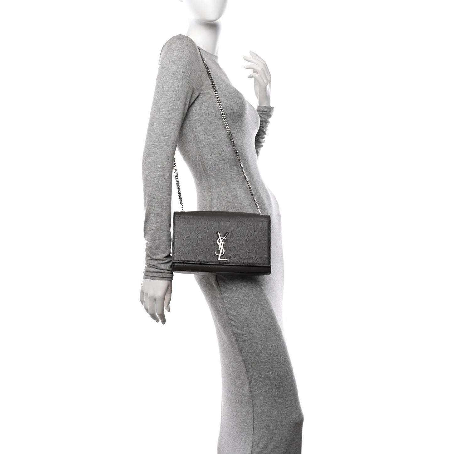 Grain De Poudre Medium Classic Monogram Kate Satchel Earth Grey