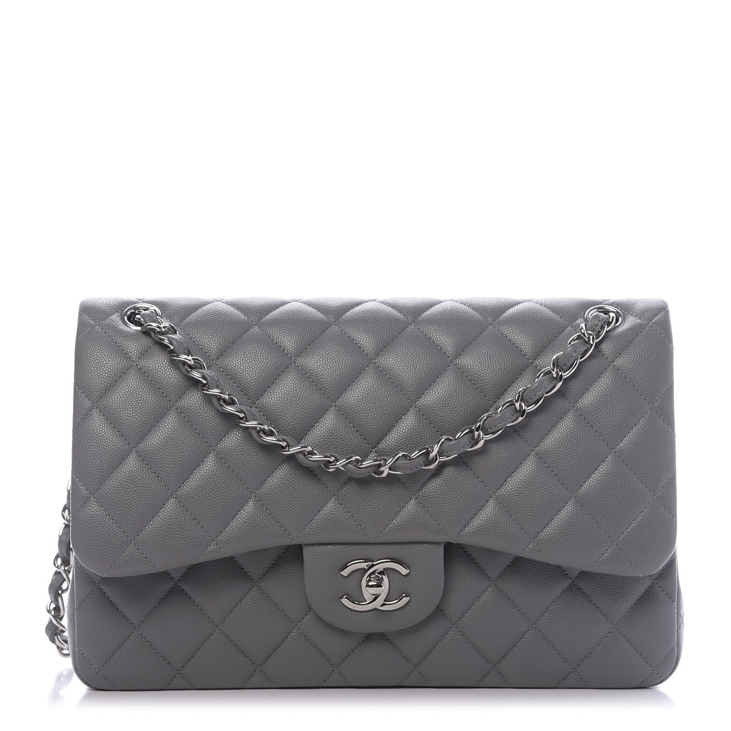 Chanel Caviar Quilted Jumbo Double Flap Dark Grey 1 of 10