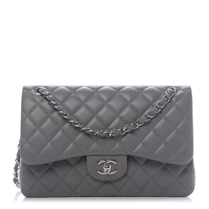 Chanel Caviar Quilted Jumbo Double Flap Dark Grey 1 of 10
