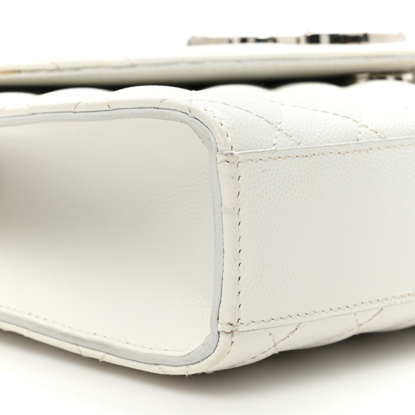 Grain De Poudre Textured Mixed Matelasse Medium Triquilt Monogram Satchel White
