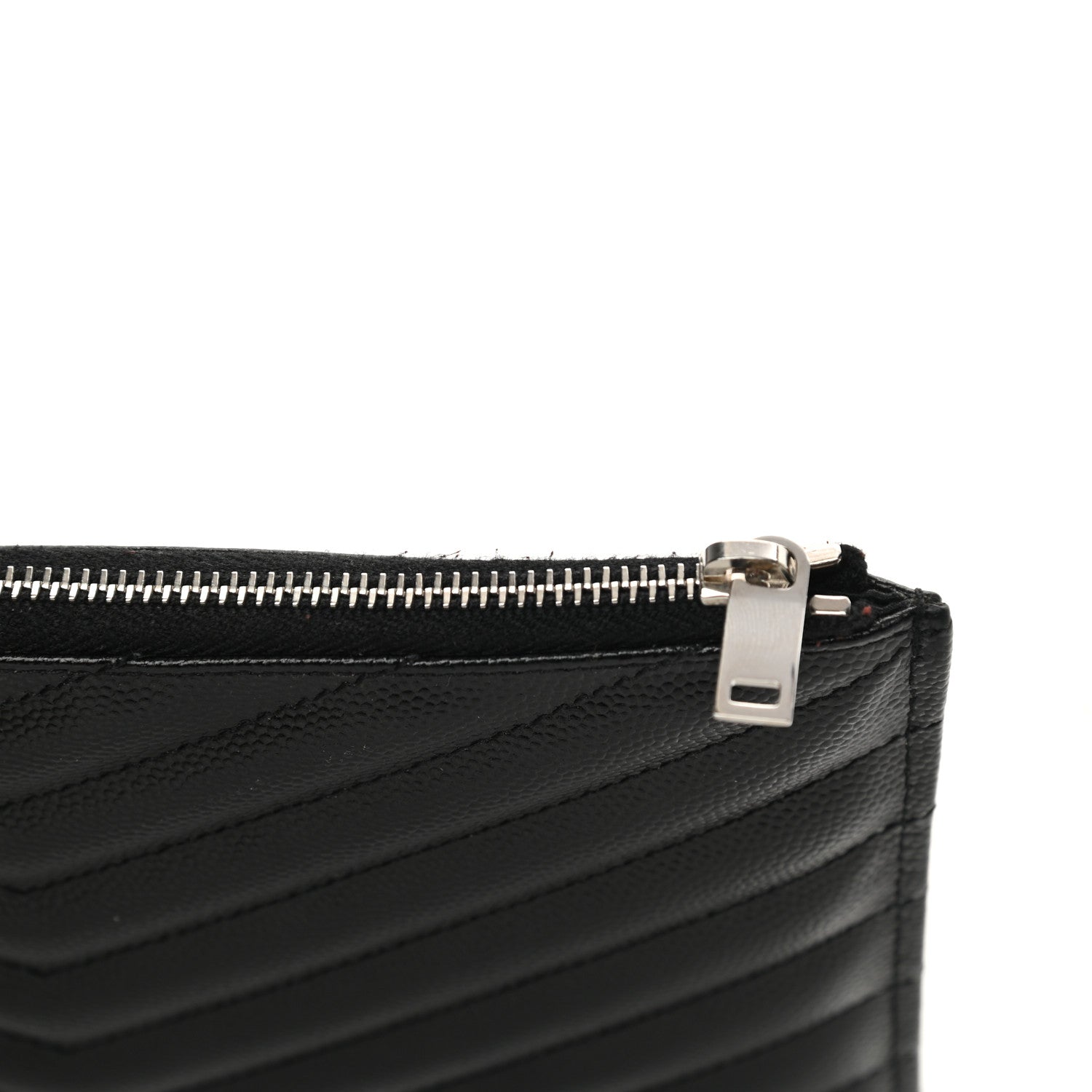 Saint Laurent Grain De Poudre Chevron Monogram Bill Pouch Black 9 of 10