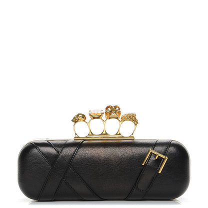 Alexander McQueen Nappa Buckle Skull Knuckle Box Clutch Black 1 of 7