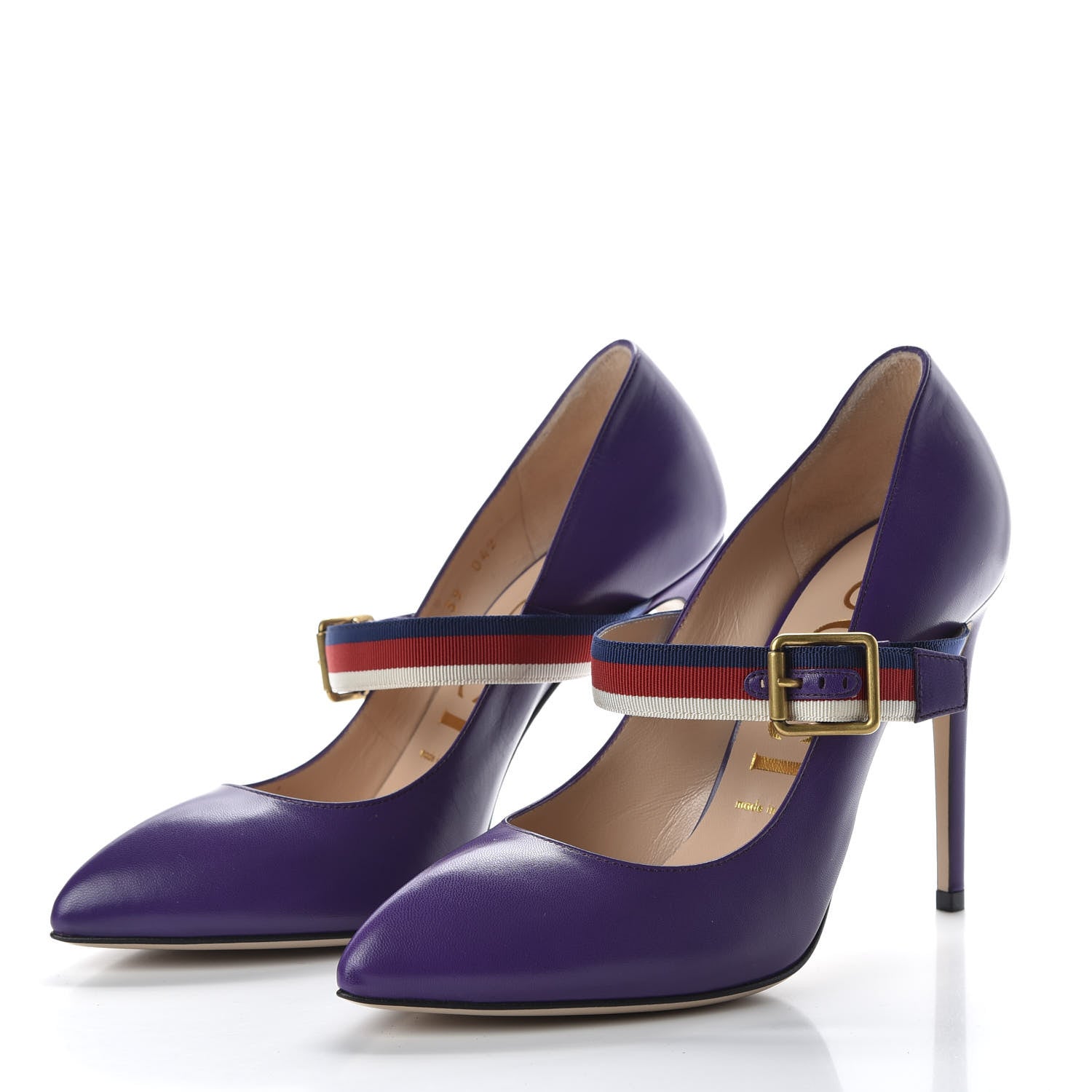 Gucci Malaga Kid Sylvie High Heel Pumps 39 Shine Purple 3 of 10