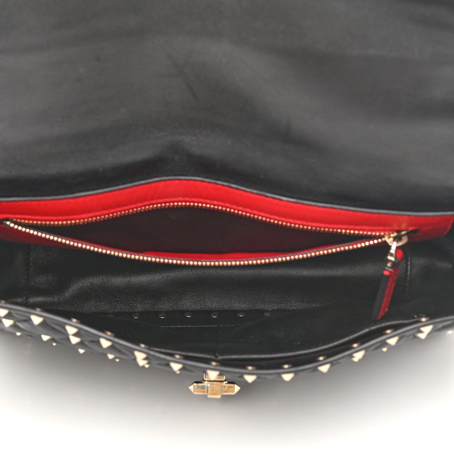 Lambskin Large Rockstud Spike Shoulder Bag Black