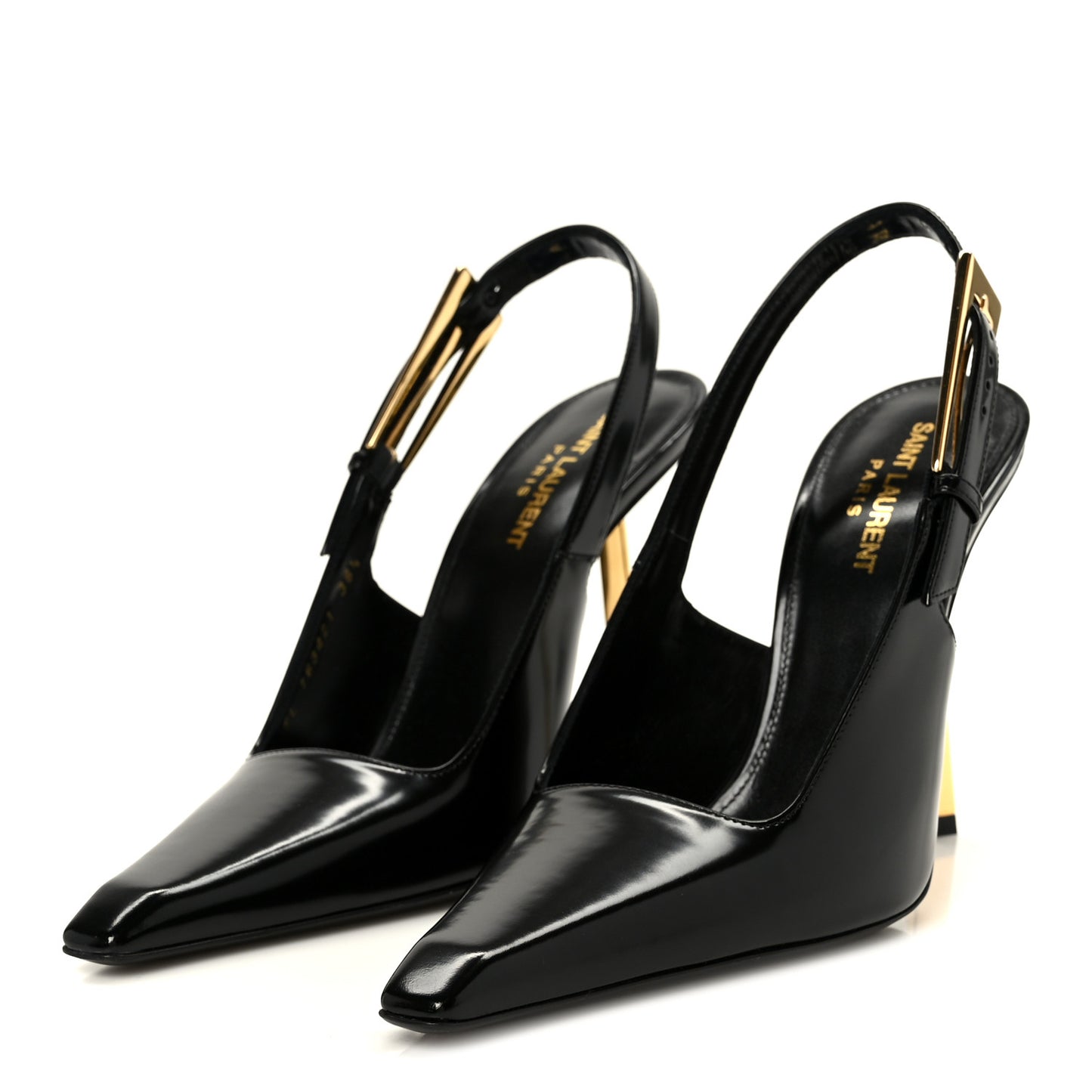 Glazed Calfskin Lee Slingback Pumps 38.5 Black
