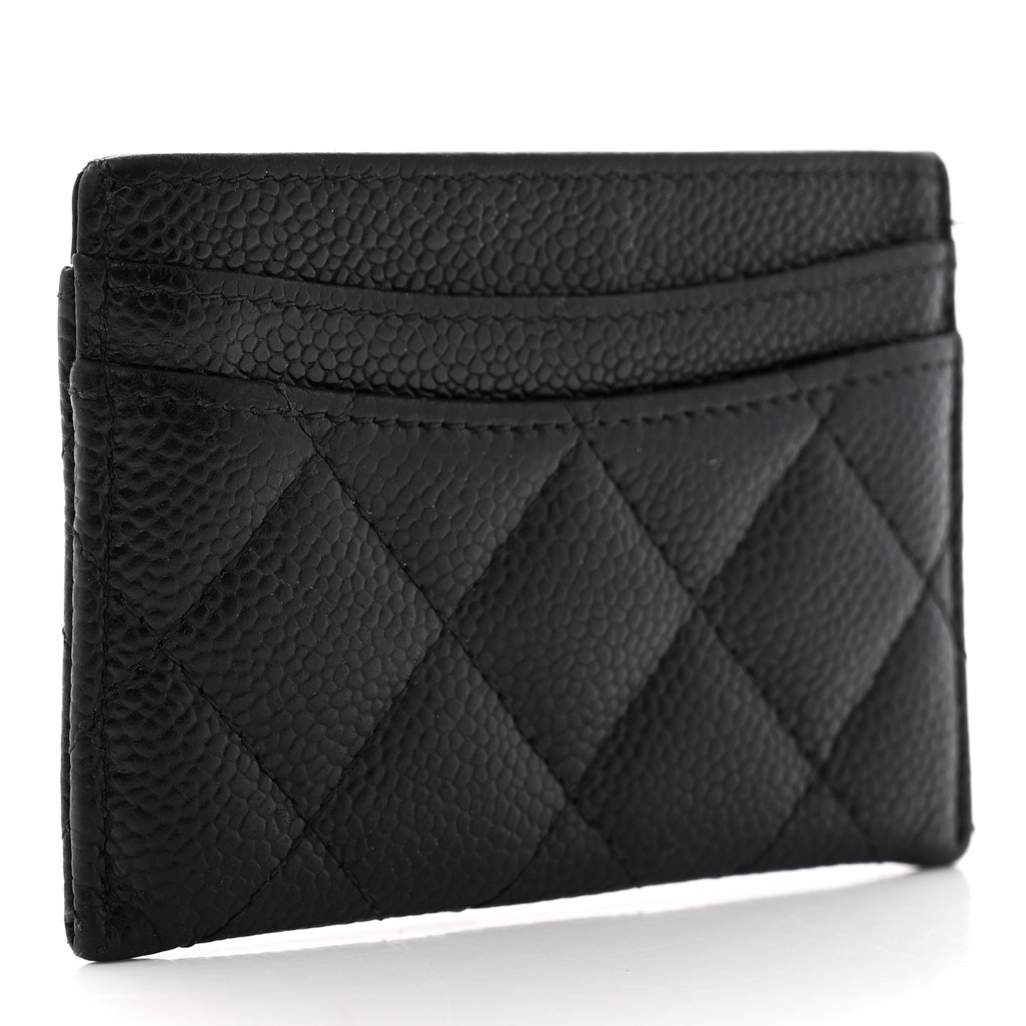 Caviar Quilted Card Holder Black