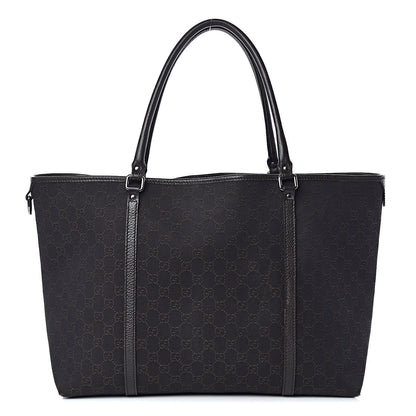 Gucci Denim Dollar Calfskin GG Monogram Large Joy Tote Brown 1 of 12