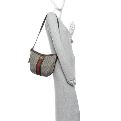 Gucci GG Supreme Monogram Web Small Ophidia Half Moon Hobo Brown 2 of 10