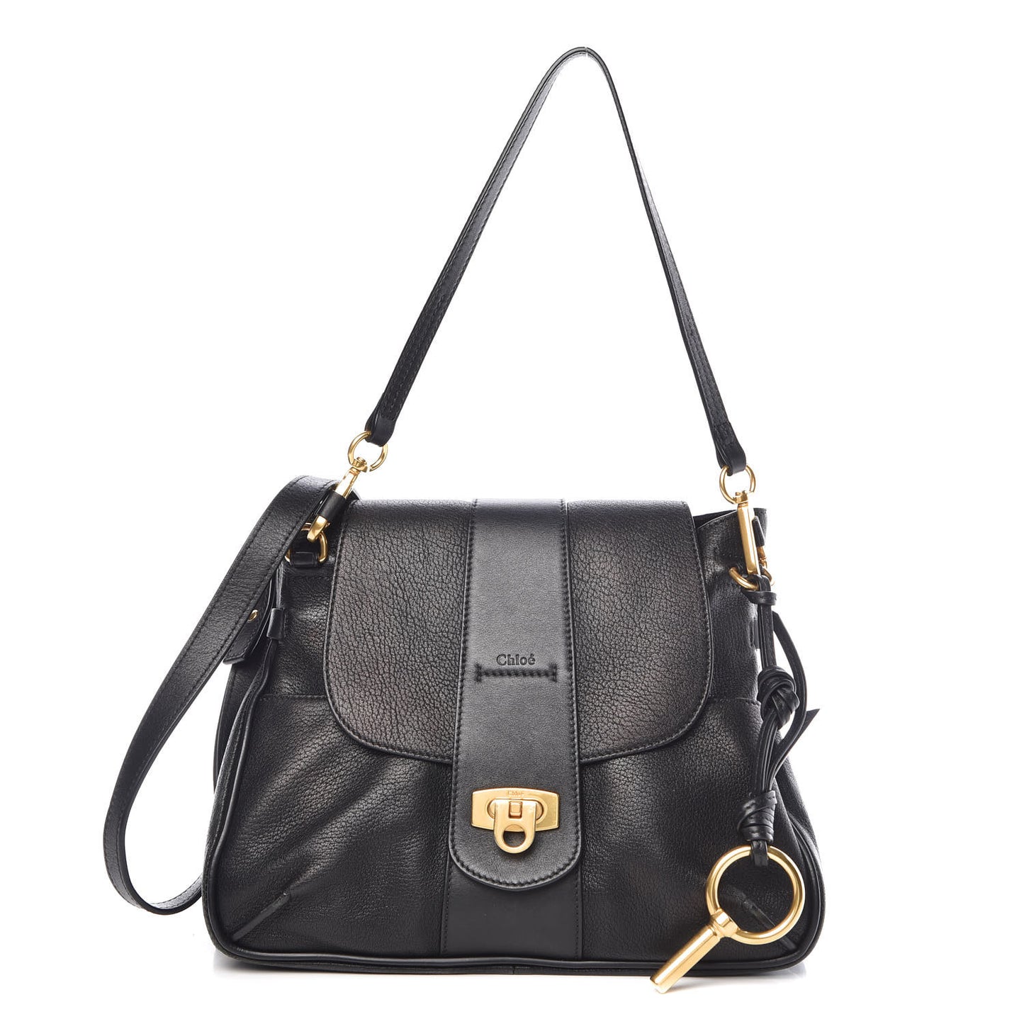 Grained Lambskin Calfskin Small Lexa Shoulder Bag Black