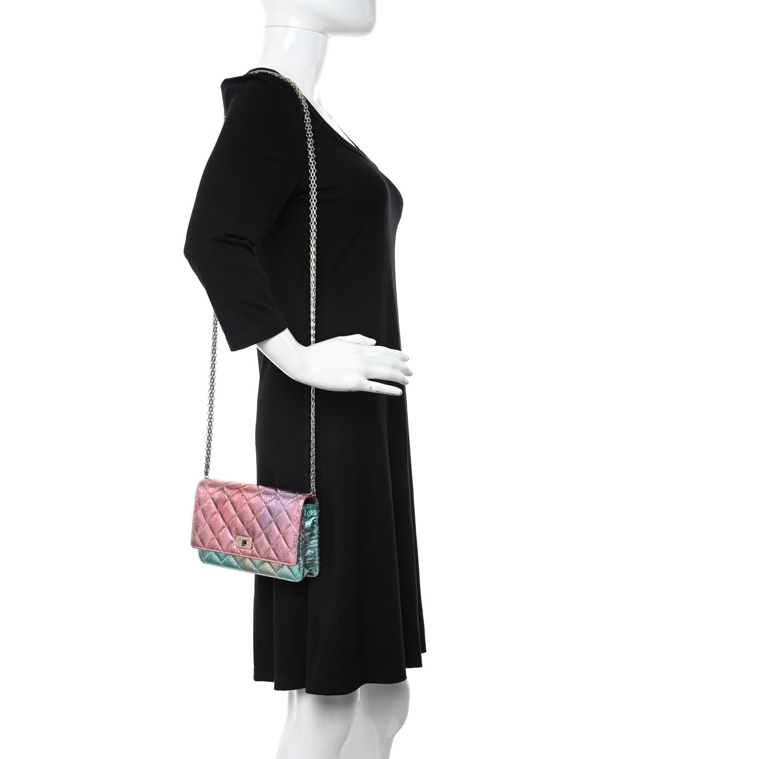 Chanel Metallic Goatskin Quilted 2.55 Reissue Wallet on Chain WOC Multicolor 2 of 11