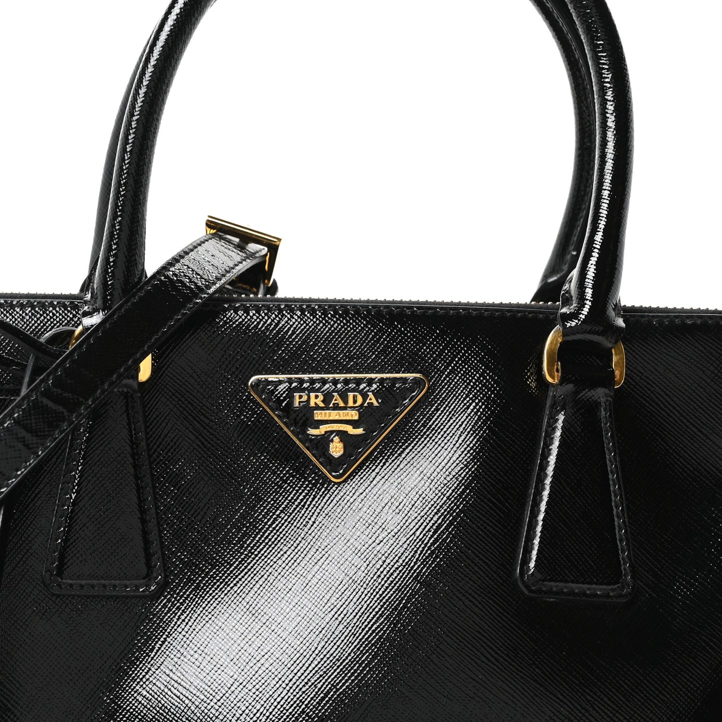 Saffiano Vernice Small Galleria Double Zip Tote Black
