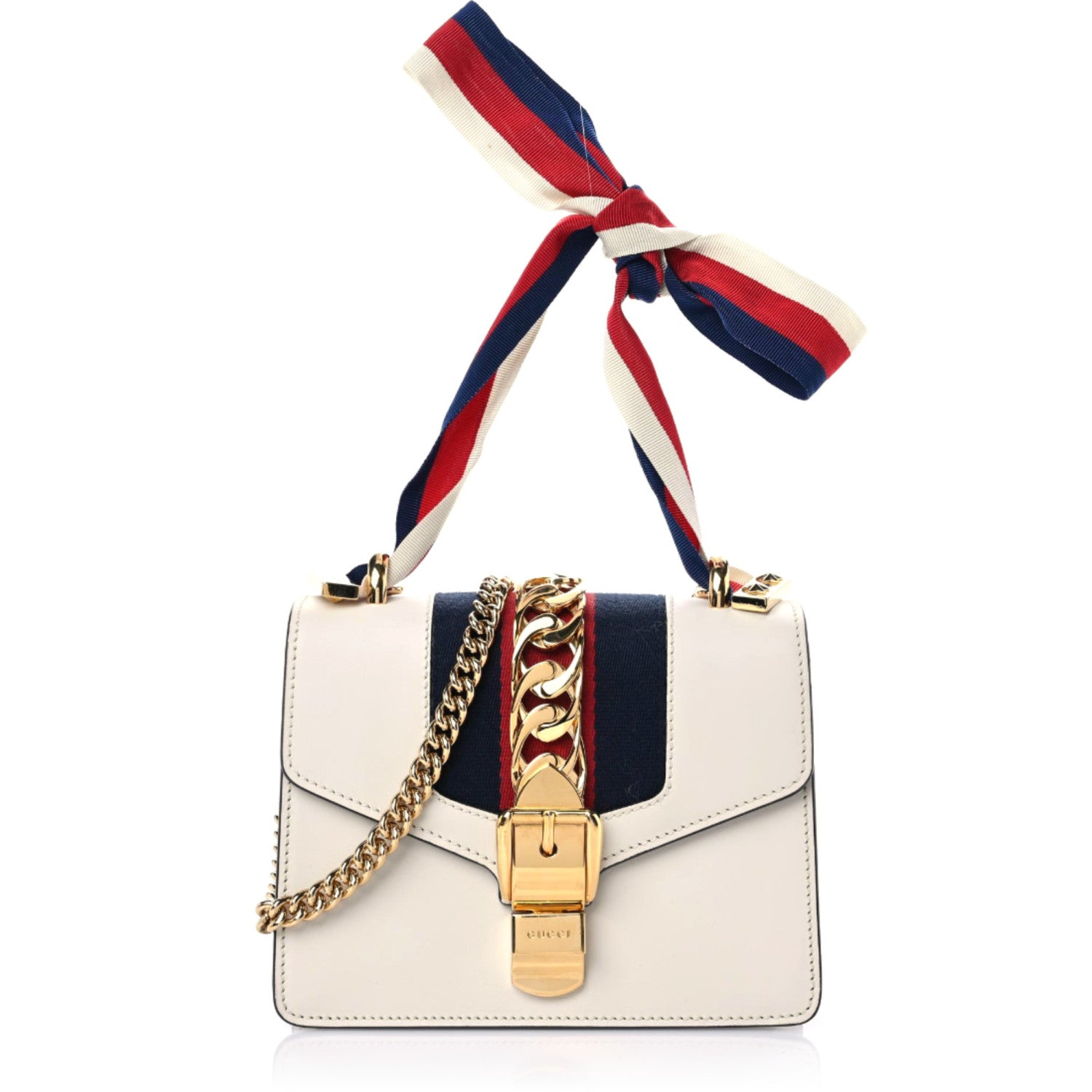 Gucci Calfskin Mini Sylvie Chain Shoulder Bag White 1 of 12