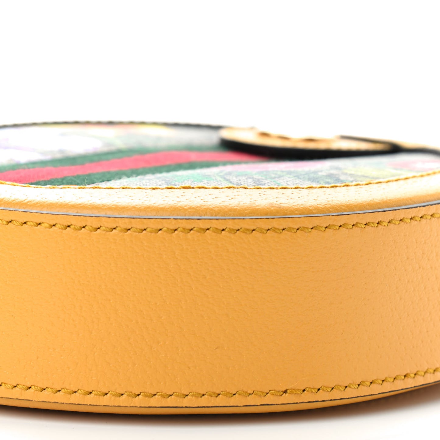 GG Supreme Monogram Flora Web Mini Ophidia Round Shoulder Bag Beige Multicolor Crop