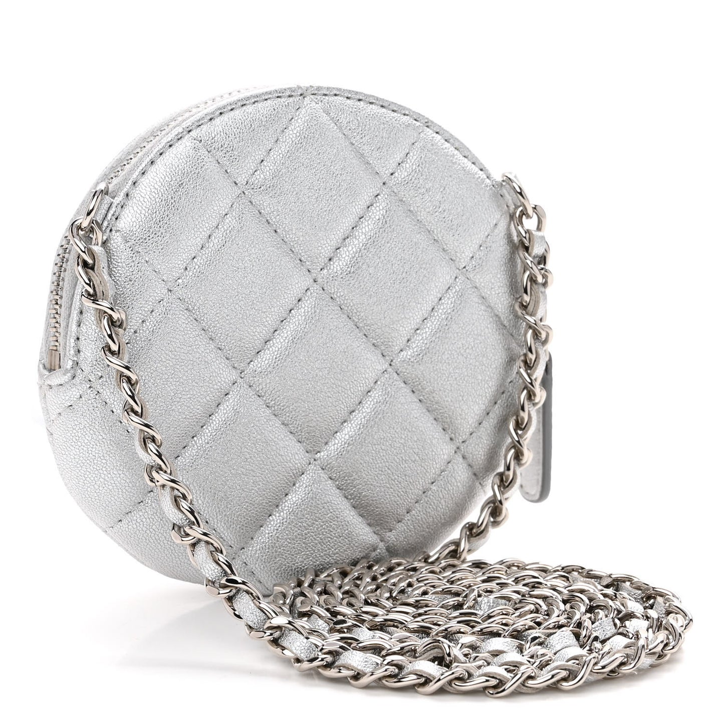 Metallic Lambskin Mini Camellia Bouquet Clutch With Chain Silver