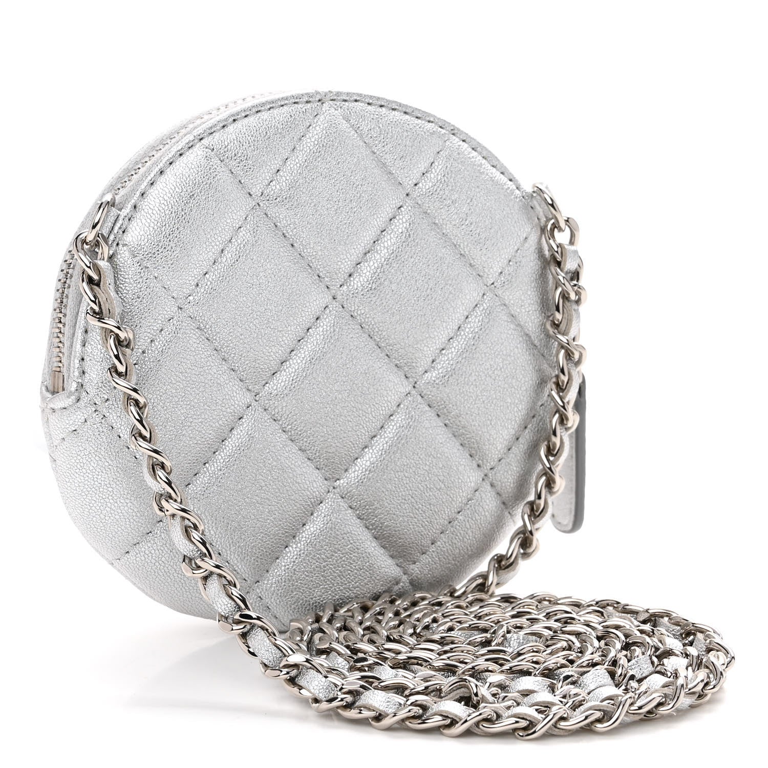 Chanel Metallic Lambskin Mini Camellia Bouquet Clutch With Chain Silver 3 of 9