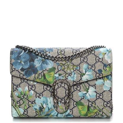 Gucci GG Supreme Monogram Blooms Mini Dionysus Chain Wallet Beige Blue Navy Vintage Blue 1 of 12