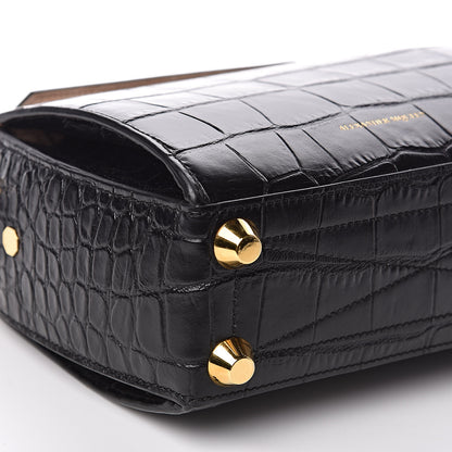 Alexander McQueen Calfskin Crocodile Embossed Box Shoulder Bag 19 Black 7 of 8