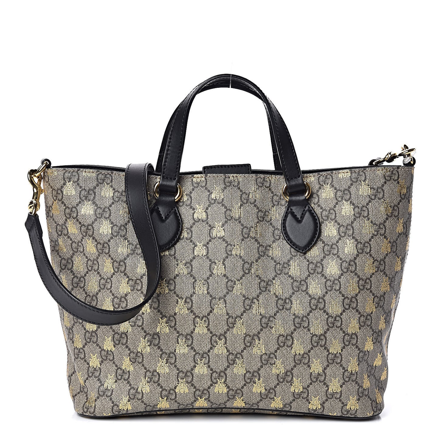 Soft GG Supreme Monogram Bees Small Crossbody Tote Beige Oro Black