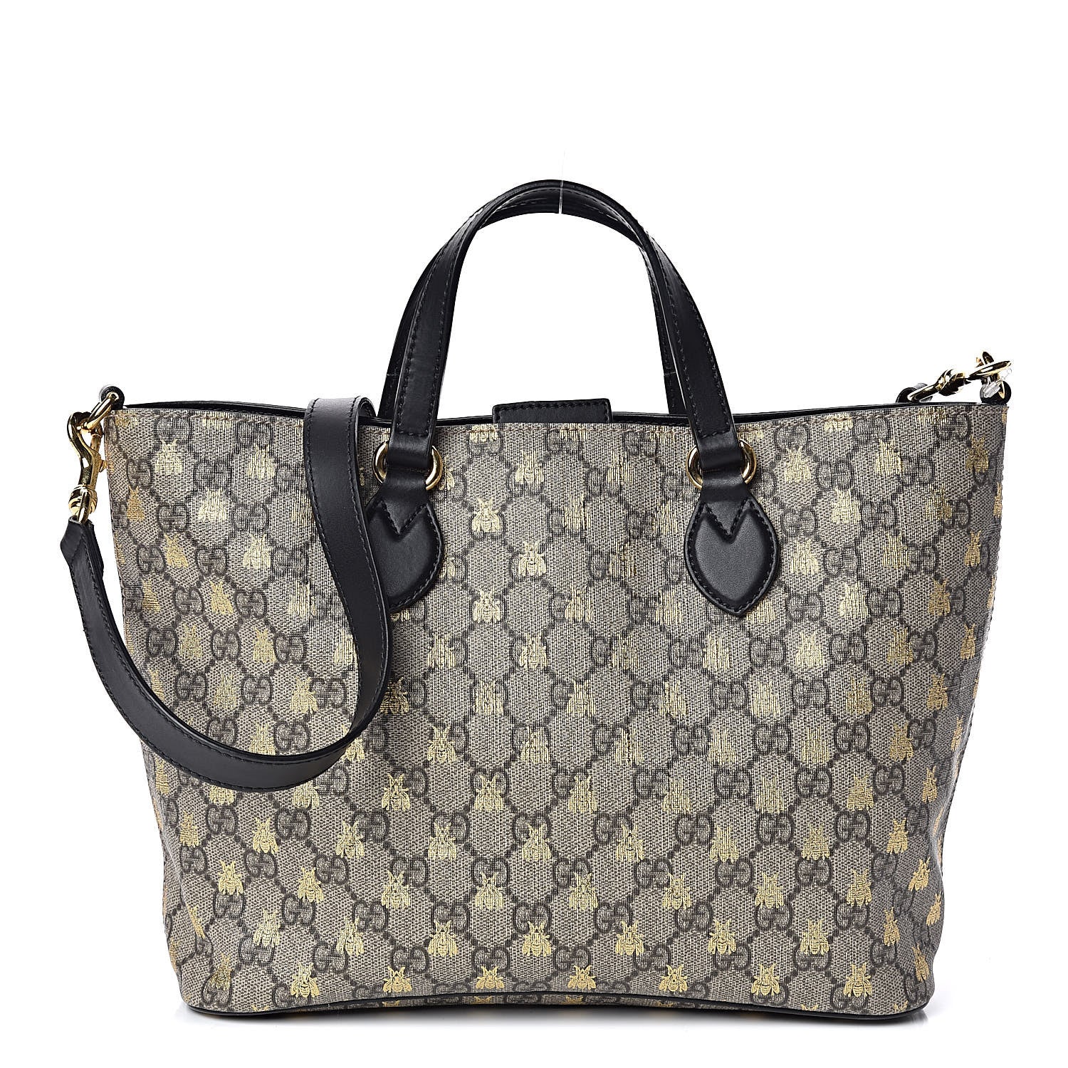 Gucci Soft GG Supreme Monogram Bees Small Crossbody Tote Beige Oro Black 1 of 9