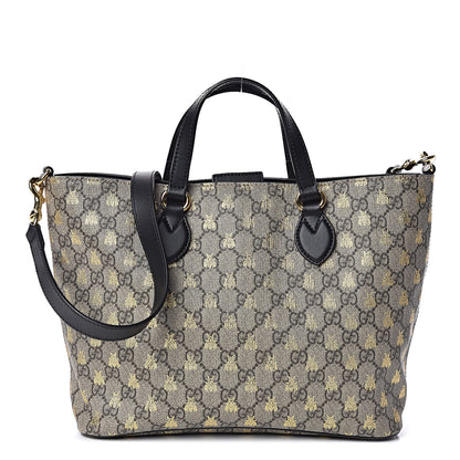 Gucci Soft GG Supreme Monogram Bees Small Crossbody Tote Beige Oro Black 1 of 9