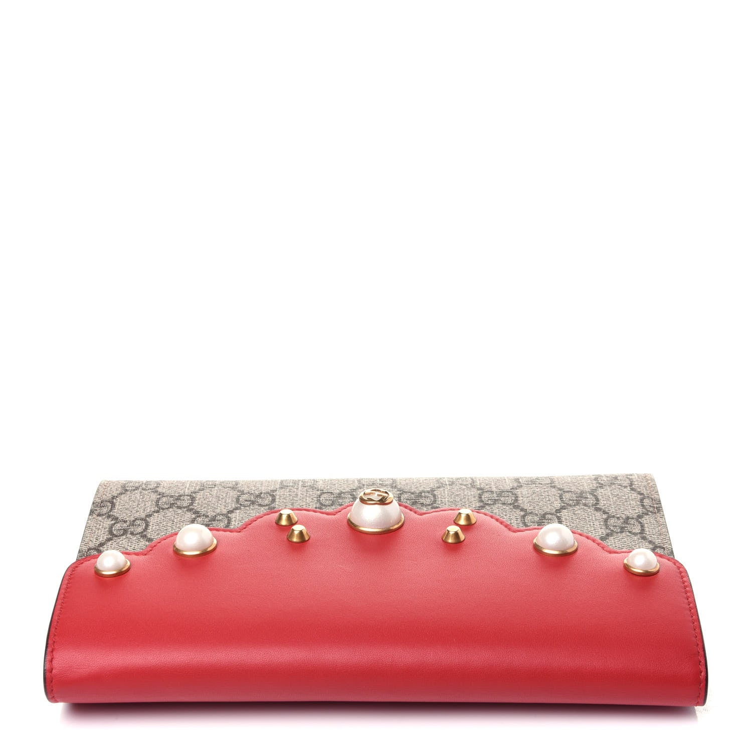 Gucci GG Supreme Monogram Mini Peony Pearly Clutch Red 9 of 10
