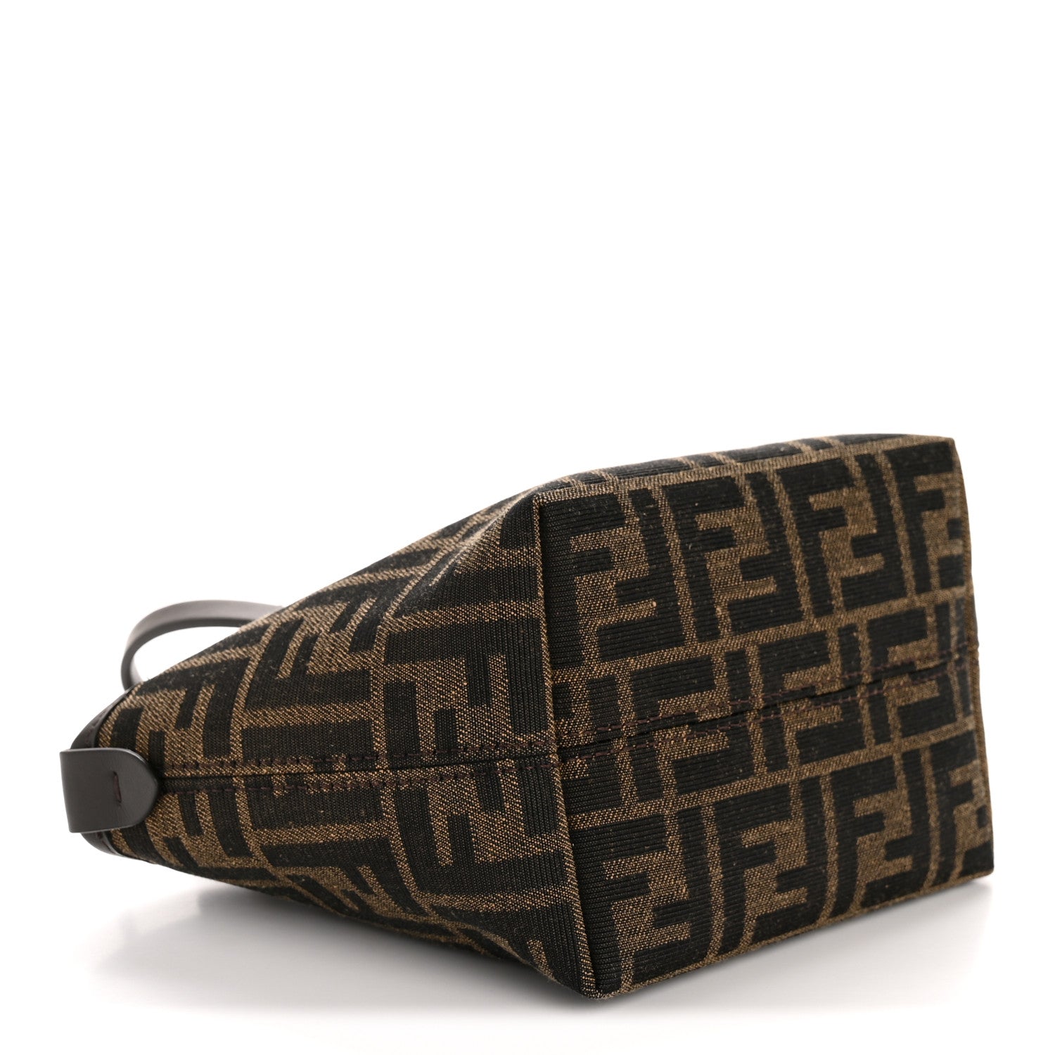 Fendi Fabric Jacquard Vitello Grace FF 1974 Mini Roll Tote Tobacco Moro Ebano 4 of 11
