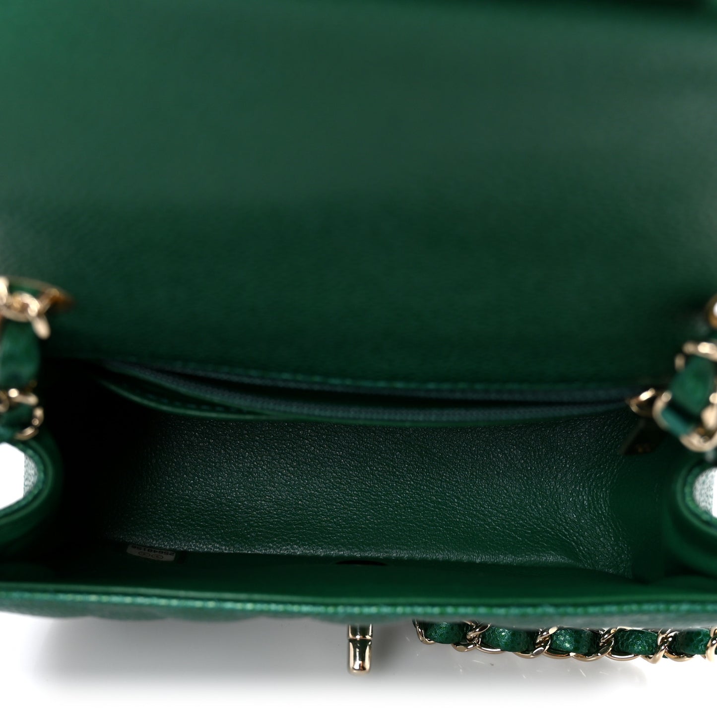 Metallic Caviar Quilted Mini Square Flap Green