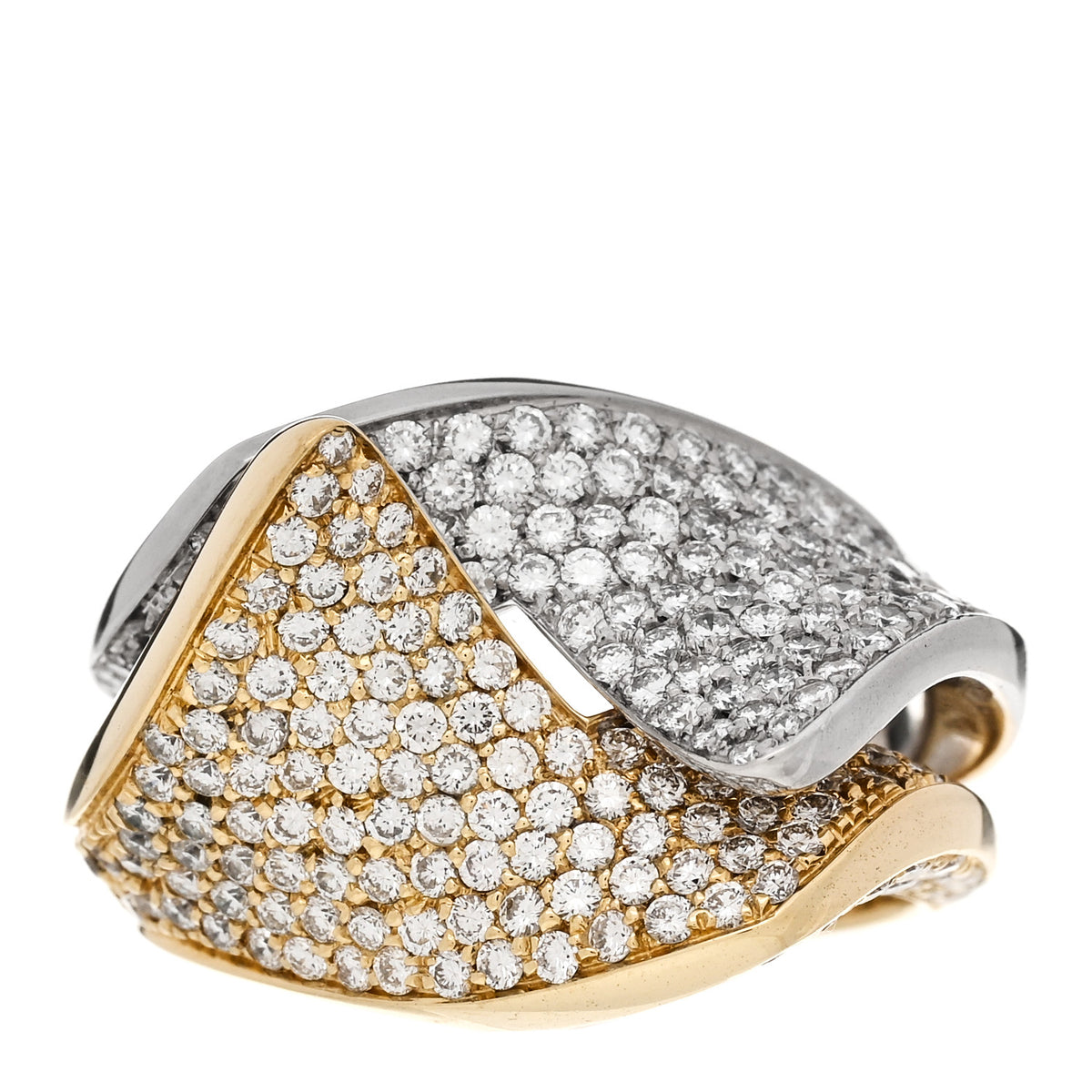 Parker & West by FASHIONPHILE 18K Yellow White Gold Diamond 2.27ctw Pave Cocktail Ring 55 7.25 1 of 10