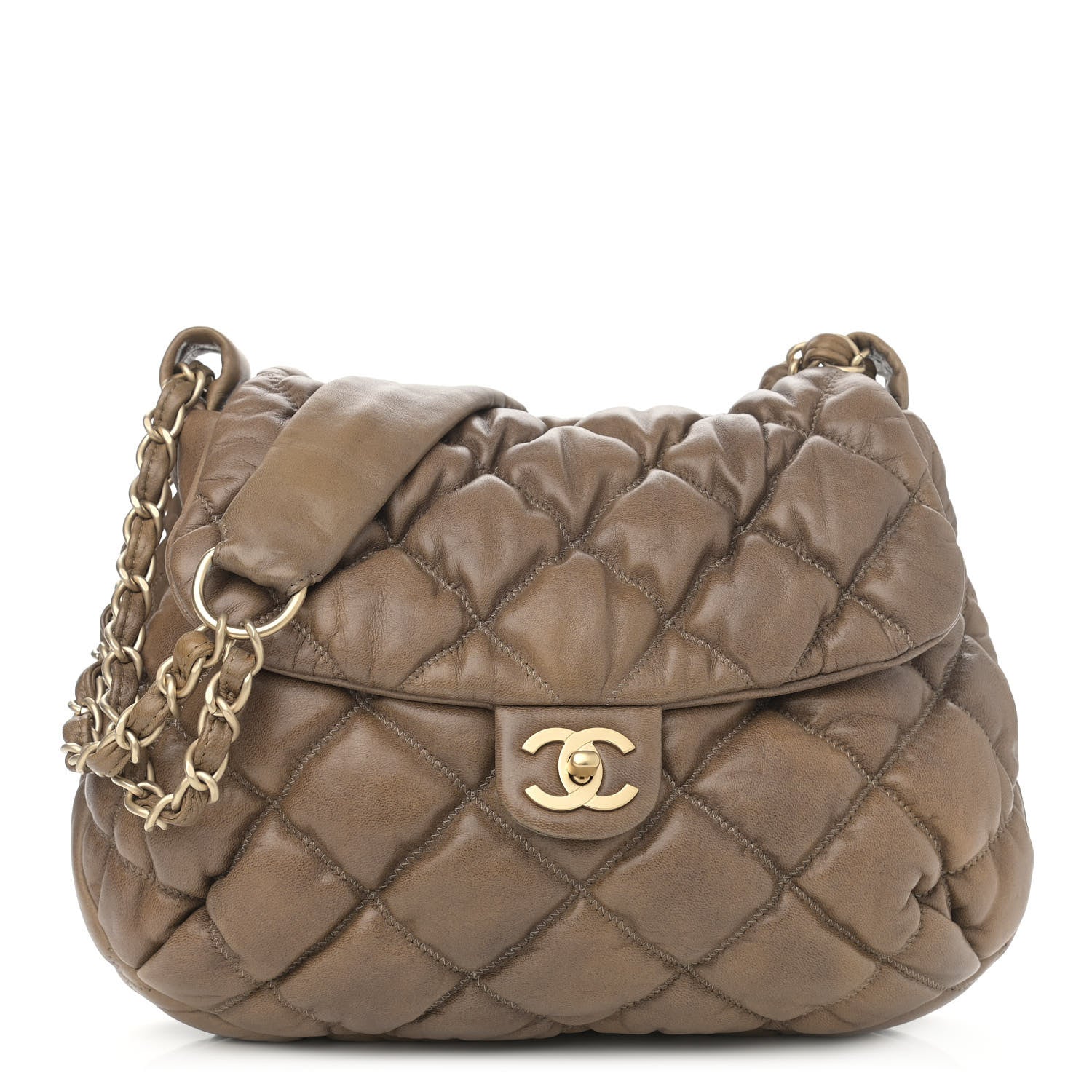 Chanel Lambskin Bubble Quilt Flap Brown 1 of 14