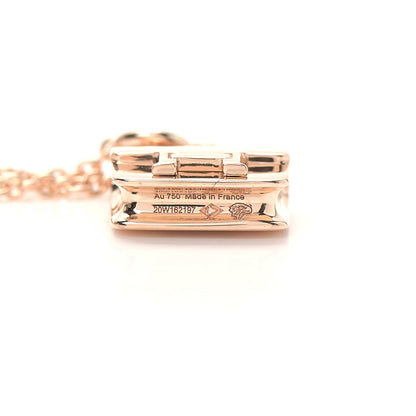 Hermes 18K Rose Gold Diamond Constance Amulettes Charm Pendant Necklace 5 of 6