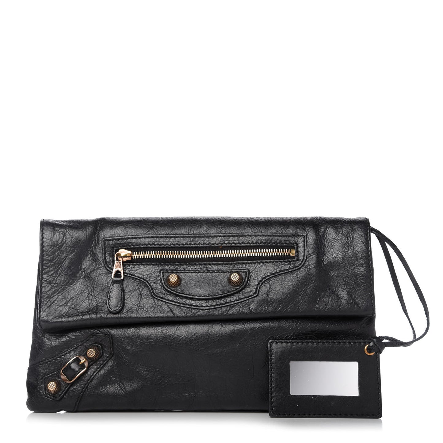 Agneau Giant 12 Rose Gold Hardware Envelope Clutch Black