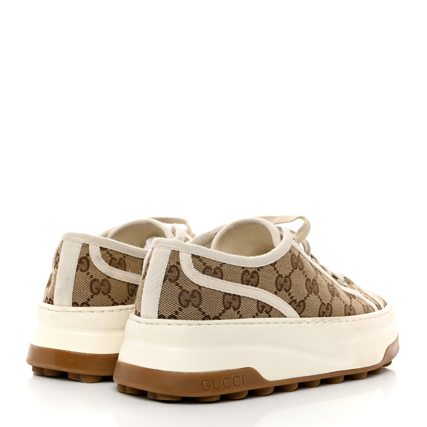 GG Monogram Womens 1977 Tennis Platform 52mm Sneakers 40 Beige Ebony Mystic White