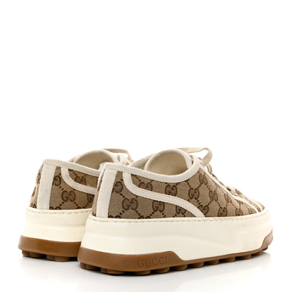 Gucci GG Monogram Womens 1977 Tennis Platform 52mm Sneakers 40 Beige Ebony Mystic White 4 of 10