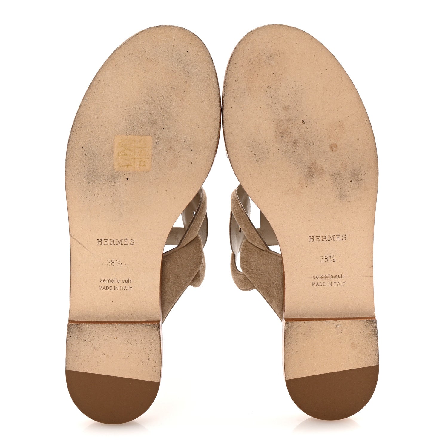 Hermes Suede Goatskin Nappa Lagune Sandals 38.5 Beige Sable 6 of 9