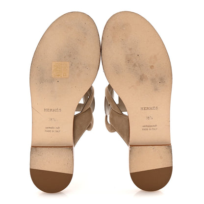 Hermes Suede Goatskin Nappa Lagune Sandals 38.5 Beige Sable 6 of 9